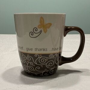 Have Faith Ceramic Brown and Cream Inspirational Mug with Butterfly’s